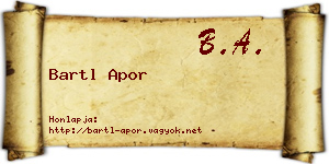 Bartl Apor névjegykártya